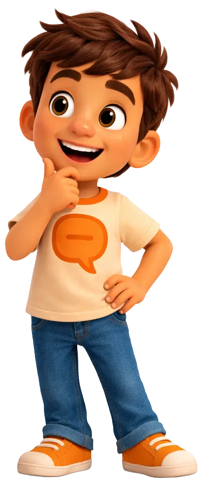 Koko Klartext denkt nach und überlegt eine Antwort im Präventionsprojekt Stark.miteinander zur Förderung von Kommunikation und sozialer Kompetenz bei Kindern