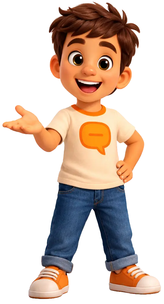 Koko Klartext erklärt etwas und zeigt mit der Hand auf ein Thema zur Kommunikation im Projekt Stark.miteinander