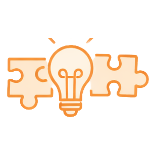 Icon für Konfliktlösung mit Glühbirne und Puzzle – kreative Lösungen und Problemlösung im Präventionsprojekt Stark.miteinander